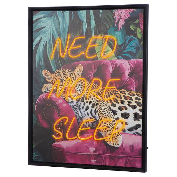 Leinwandbild Need more sleep Canvas / Kunstharz - Mehrfarbig / Gelb / Lila / Grün