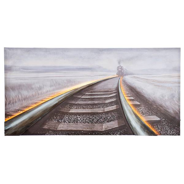 Leinwandbild Railroad Canvas / Kunstharz - Mehrfarbig / Orange