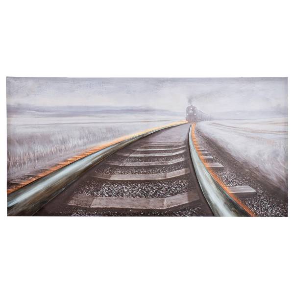 Leinwandbild Railroad Canvas / Kunstharz - Mehrfarbig / Orange