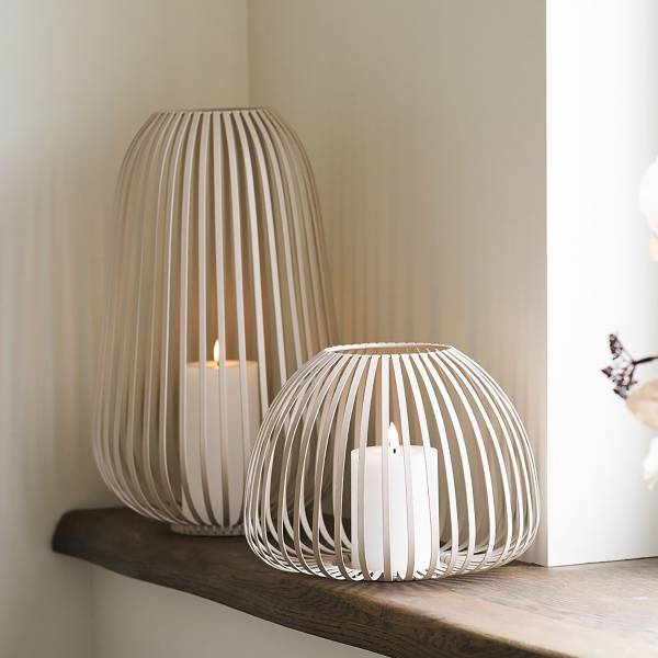 Laterne Tmali Stahl & Eisen - Beige - Höhe: 20 cm