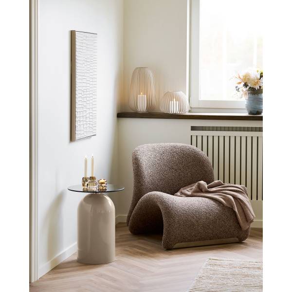 Laterne Tmali Stahl & Eisen - Beige - Höhe: 20 cm