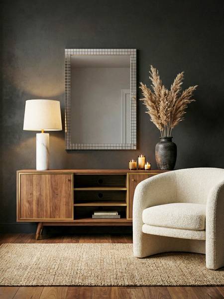 Wandspiegel Shajab Schwarz - Spiegelglas - 90 x 60 x 2 cm