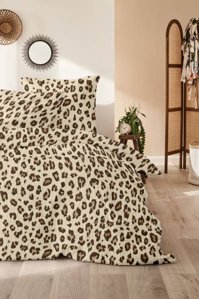 Soft-Seersucker Bettwäsche Serval Soft-Seersucker - Braun - 135 x 200 cm + Kissen 80 x 80 cm
