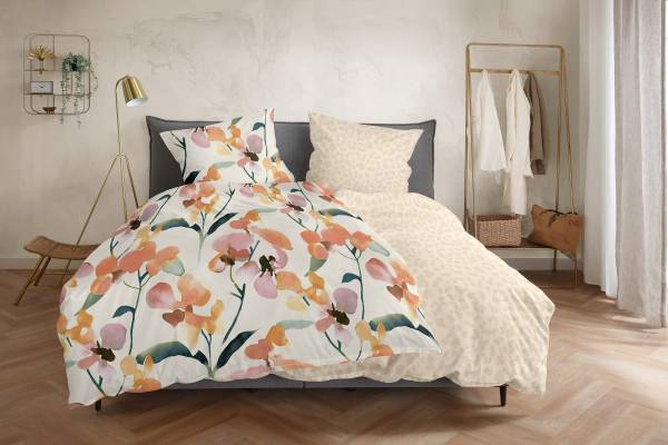 Renforcé-Bettwäsche Leo Renforcé - Beige - 135 x 200 cm + Kissen 80 x 80 cm
