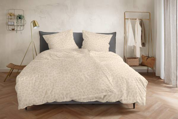 Renforcé-Bettwäsche Leo Renforcé - Beige - 135 x 200 cm + Kissen 80 x 80 cm