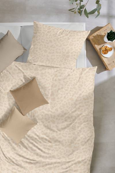 Renforcé-Bettwäsche Leo Renforcé - Beige - 135 x 200 cm + Kissen 80 x 80 cm