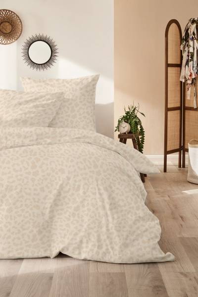 Renforcé-Bettwäsche Leo Renforcé - Beige - 135 x 200 cm + Kissen 80 x 80 cm