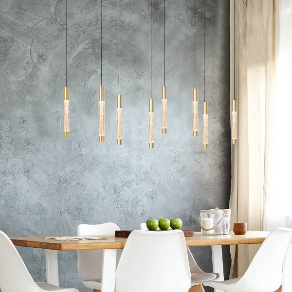Pendelleuchte Alisio Typ G Aluminium / Klarglas - 8-flammig - Gold