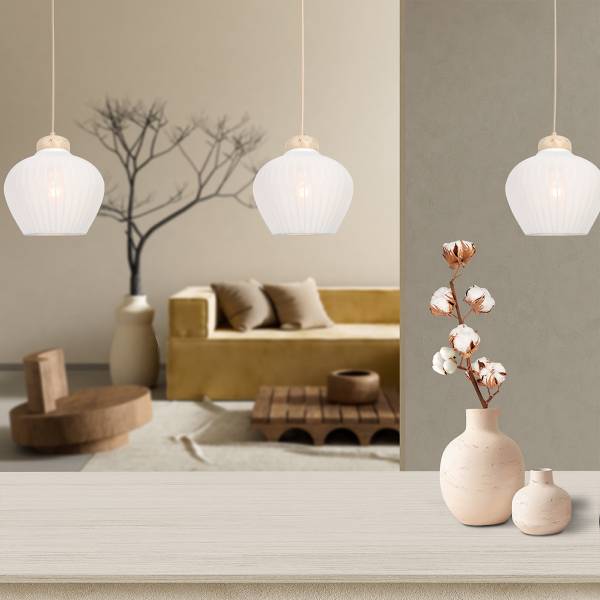 Suspension Travino Type B Rotin / Marbre - 3 ampoules