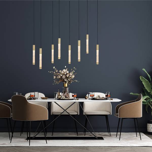 Pendelleuchte Alisio Typ F Aluminium / Klarglas - 8-flammig - Gold