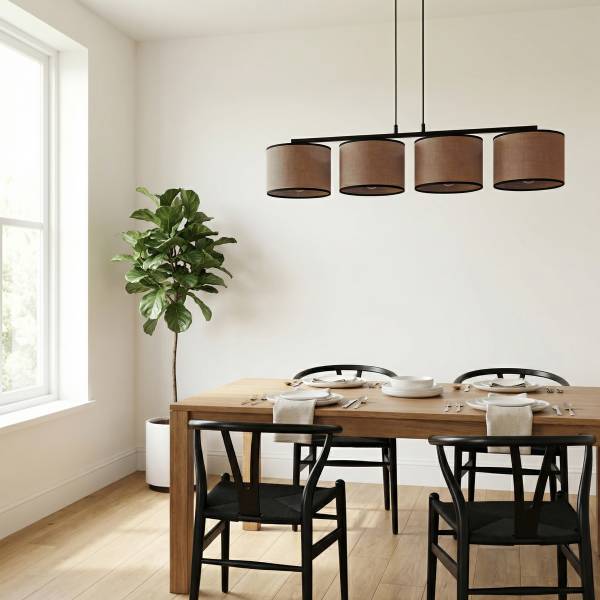 Pendelleuchte Eco Typ B Stahl / Mischgewebe - 4-flammig - Braun