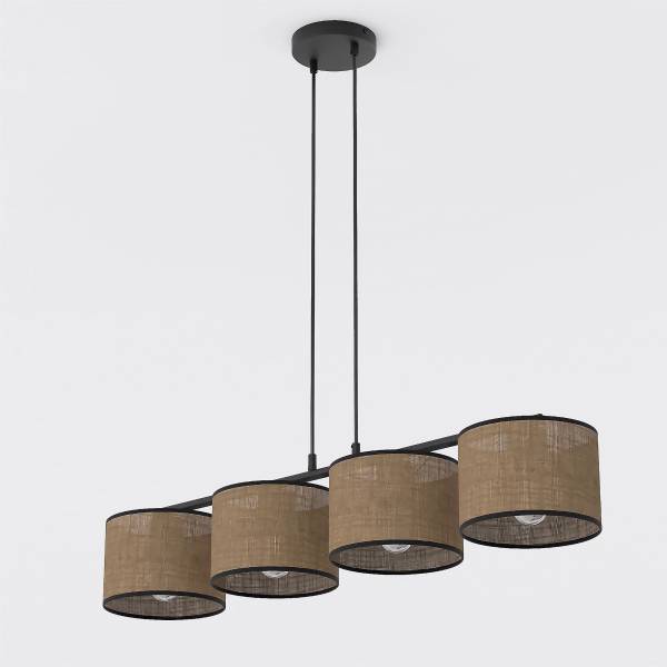 Pendelleuchte Eco Typ B Stahl / Mischgewebe - 4-flammig - Braun