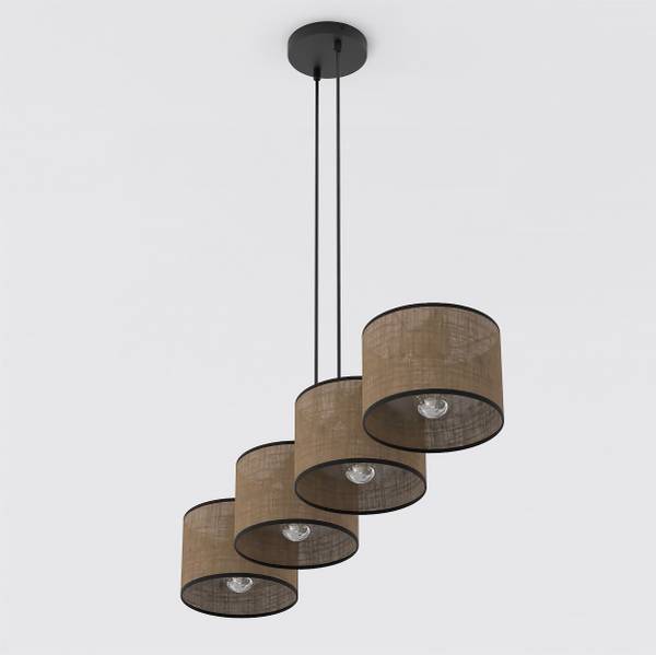 Pendelleuchte Eco Typ B Stahl / Mischgewebe - 4-flammig - Braun