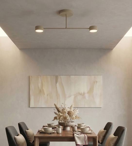 Deckenleuchte Halo Typ A Stahl - 2-flammig - Beige