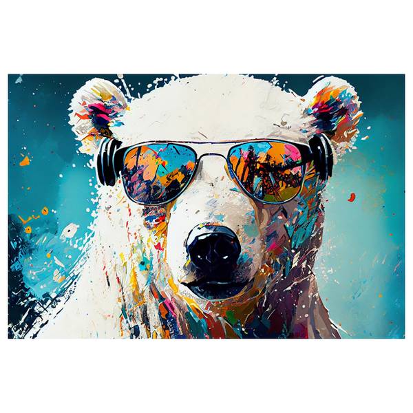 Akustikbild Slim Cooler Eisbär Mischgewebe / Aluminium - Bunt
