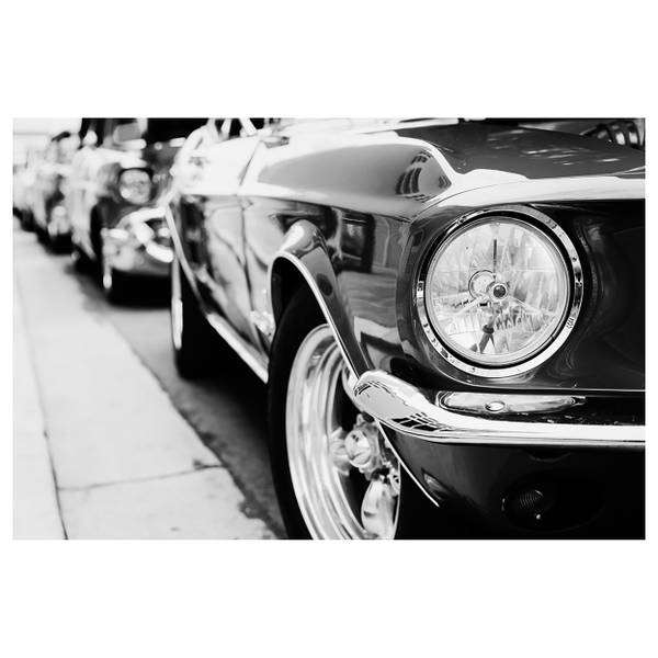 Akustikbild Slim Oldtimer Mischgewebe / Aluminium - Schwarz / Weiß