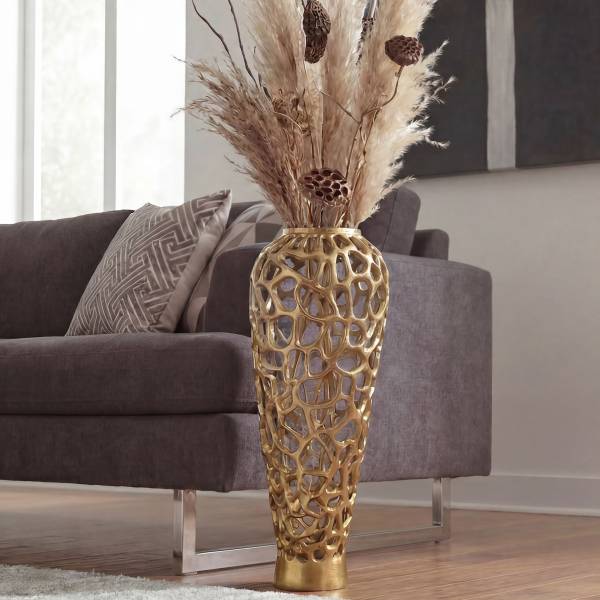Vase Kilmo Aluminium - Gold - Höhe: 92 cm