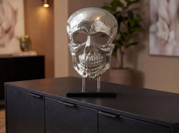 Deko Totenkopf Horova Aluminium - Silber
