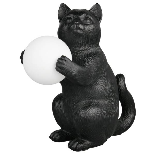 Tischleuchte Gatio Polyresin / Satiniertes Glas - 1-flammig - Schwarz