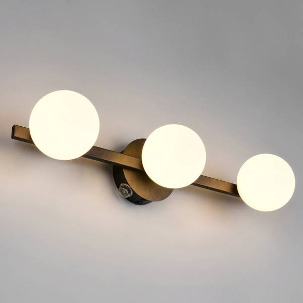 Wandleuchte Alfio Typ B Eisen / Milchglas - 3-flammig