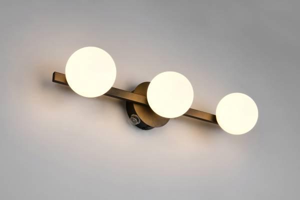 Wandleuchte Alfio Typ B Eisen / Milchglas - 3-flammig