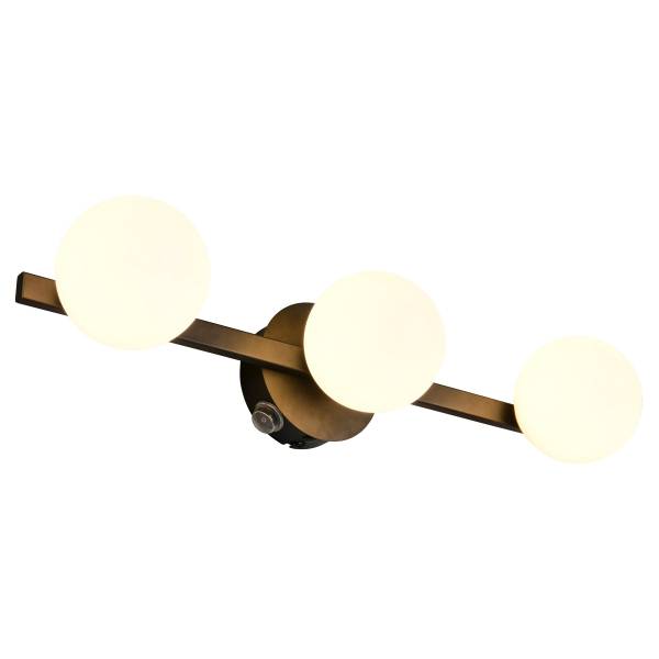 Wandleuchte Alfio Typ B Eisen / Milchglas - 3-flammig