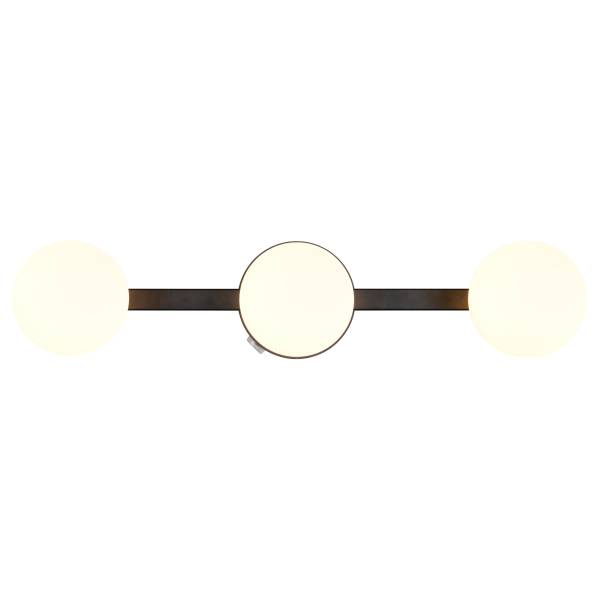 Wandleuchte Alfio Typ B Eisen / Milchglas - 3-flammig