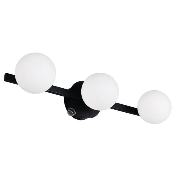 Wandleuchte Alfio Typ B Eisen / Milchglas - 3-flammig