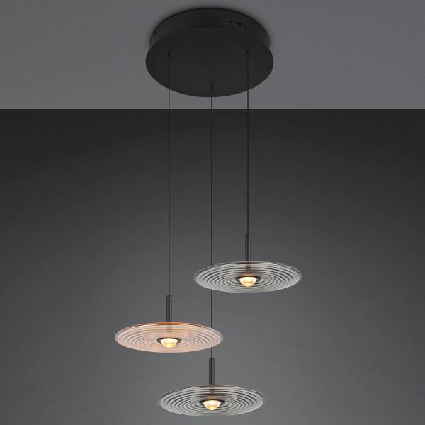 Pendelleuchte Sirena Typ C Eisen / Farbglas - 3-flammig - Braun
