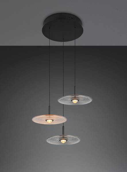 Pendelleuchte Sirena Typ C Eisen / Farbglas - 3-flammig - Braun