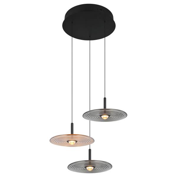 Pendelleuchte Sirena Typ C Eisen / Farbglas - 3-flammig - Braun