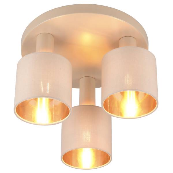 Deckenleuchte Tommy Eisen / Leinen - 3-flammig