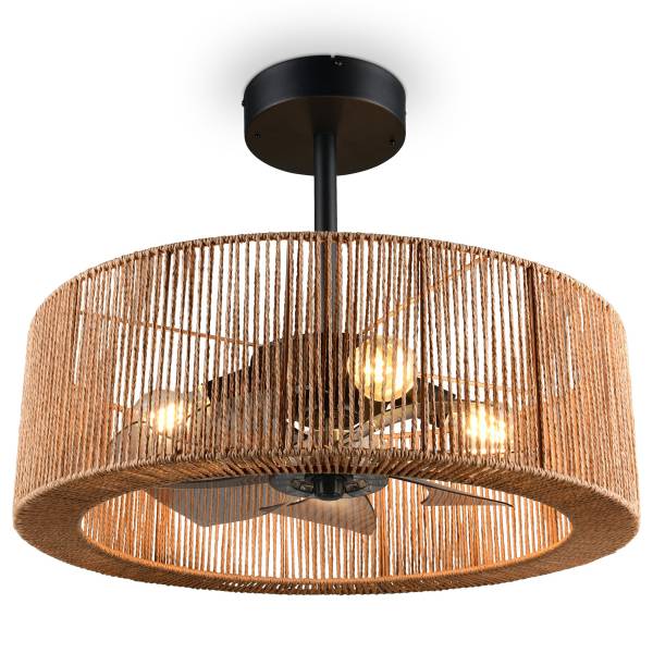 Deckenleuchte Smillum Rattan - 4-flammig