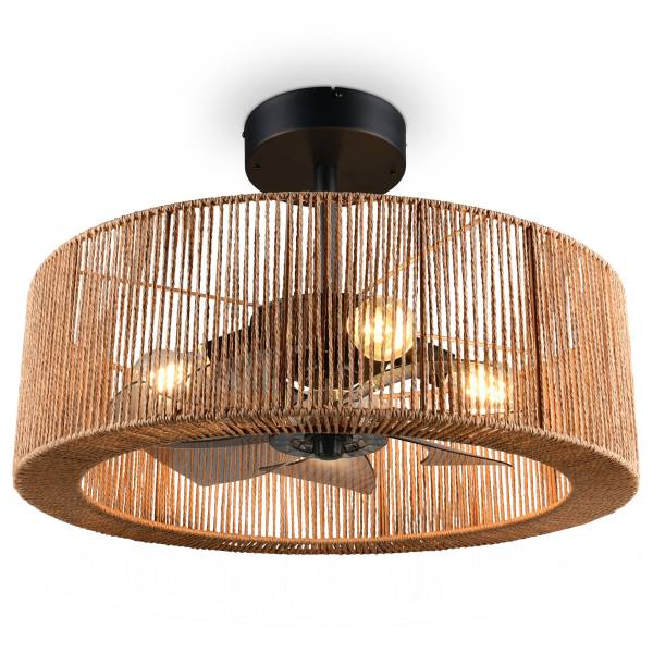 Deckenleuchte Smillum Rattan - 4-flammig