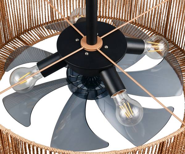 Deckenleuchte Smillum Rattan - 4-flammig
