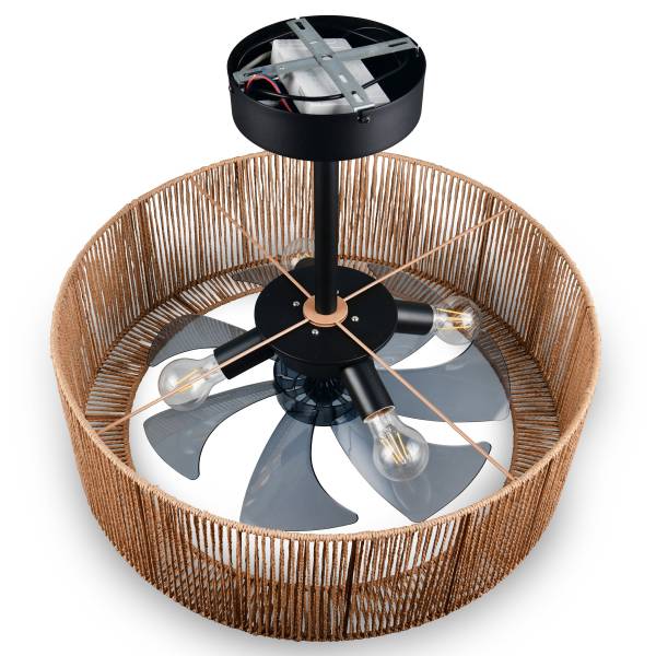 Deckenleuchte Smillum Rattan - 4-flammig