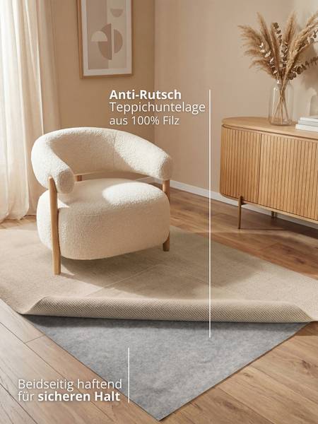 Teppichunterlage Grip Filz - Grau - 70 x 140 cm