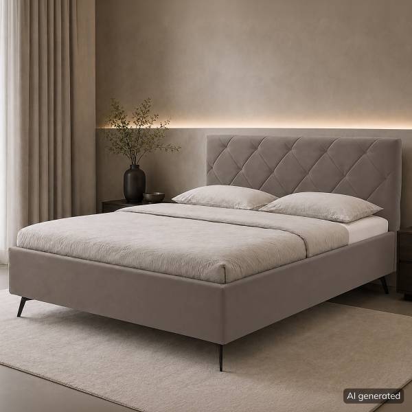 Polsterbett Lealand mit opt. Lattenrost Microfaser Wiam: Greige - 180 x 200cm - Ohne Lattenrost & Matratze