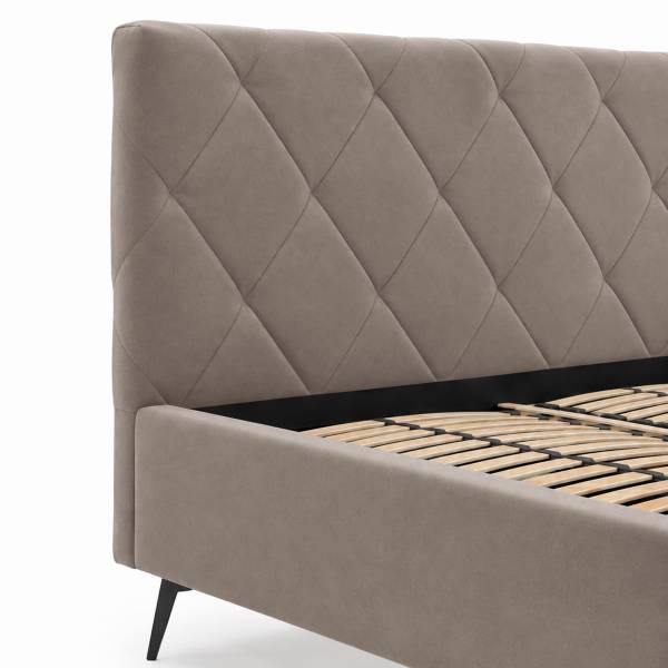 Polsterbett Lealand mit opt. Lattenrost Microfaser Wiam: Greige - 180 x 200cm - Ohne Lattenrost & Matratze