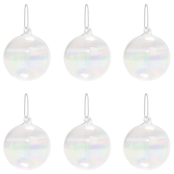 Weihnachtskugel HANG ON 6er-Set Glas - Transparent - Durchmesser: 8 cm