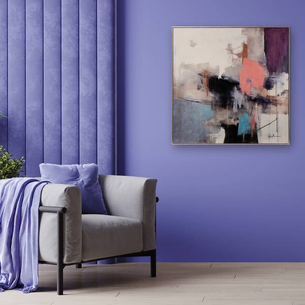 Leinwandbild Pink Meets Blue Leinwand / Tanne massiv - Weiß / Pink / Rosa