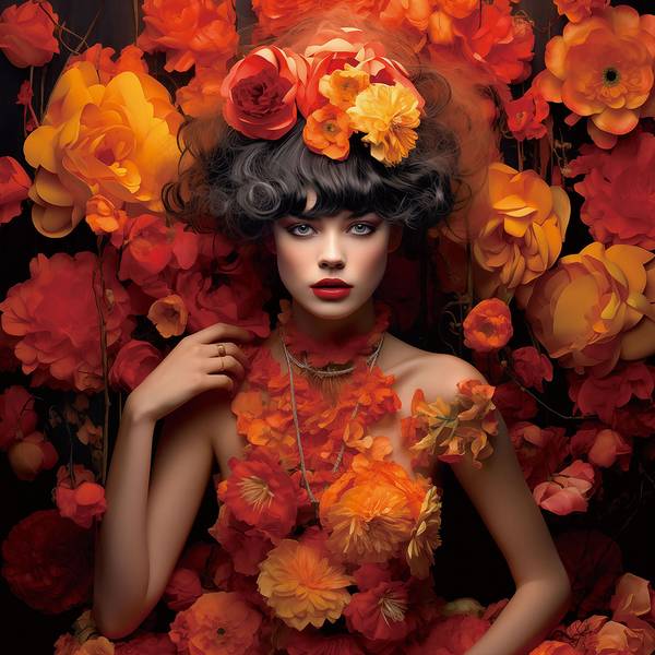 Glasbild Orange Flower Beauty Sicherheitsglas - Schwarz / Rot
