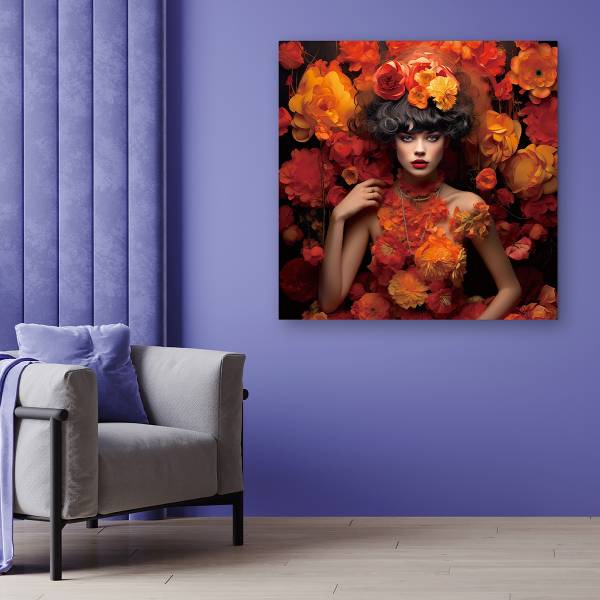 Glasbild Orange Flower Beauty Sicherheitsglas - Schwarz / Rot