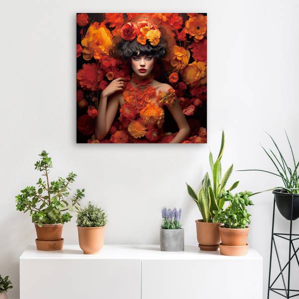 Glasbild Orange Flower Beauty Sicherheitsglas - Schwarz / Rot
