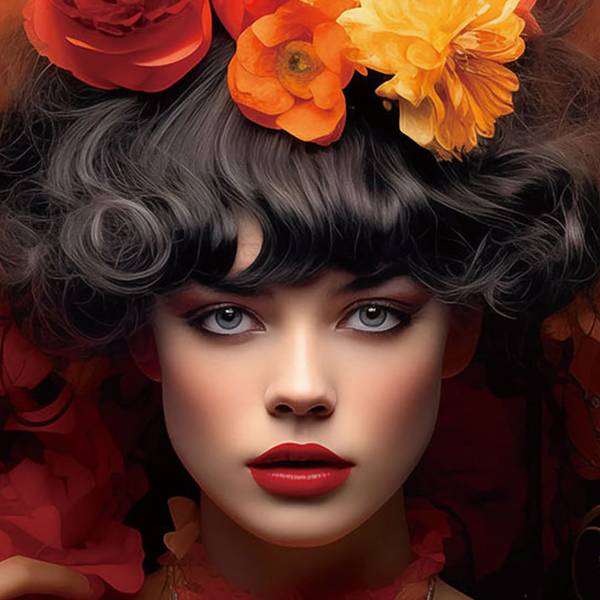 Glasbild Orange Flower Beauty Sicherheitsglas - Schwarz / Rot