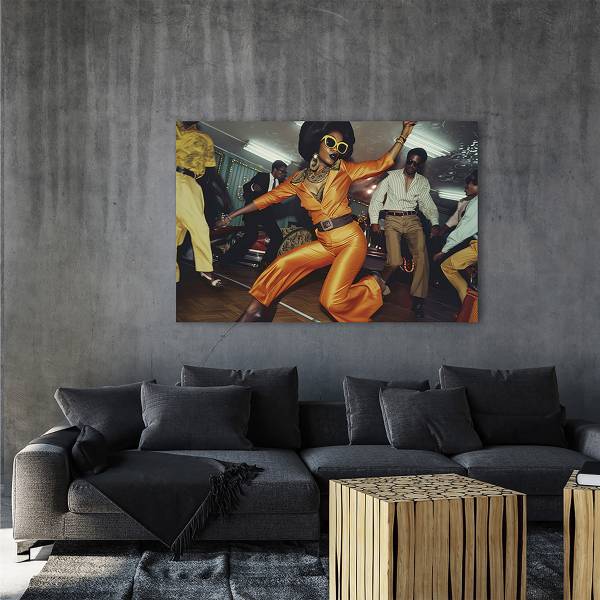 Glasbild Night Fever Sicherheitsglas - Gold
