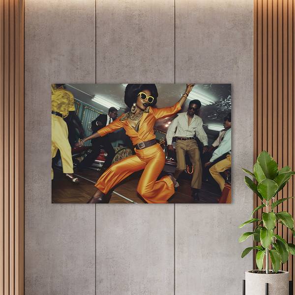 Glasbild Night Fever Sicherheitsglas - Gold