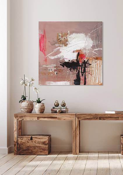 Leinwandbild Natur Reflektionen Leinwand / Pinie massiv - Weißbeige