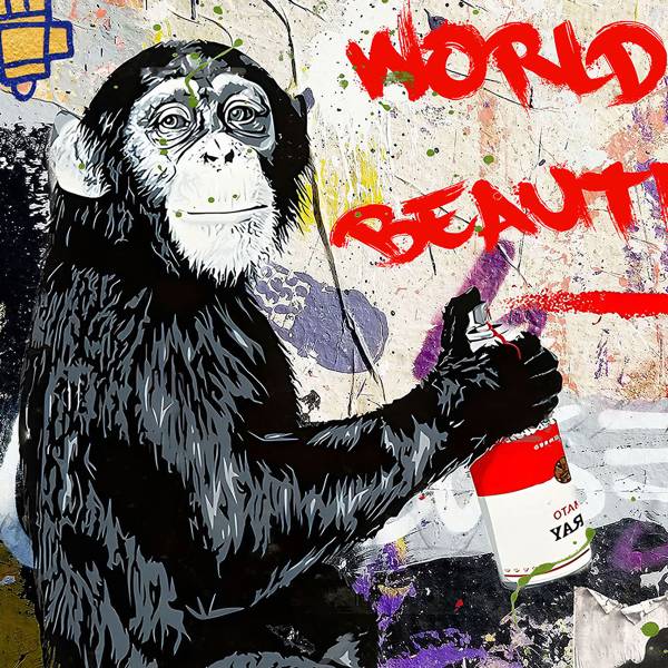 Leinwandbild Beautiful World! Leinwand / Pinie massiv - Bunt