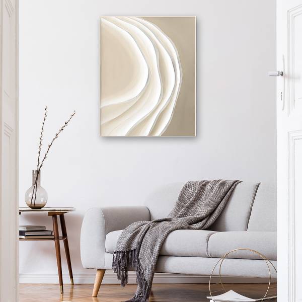 Leinwandbild Sandy Waves Leinwand / Pinie massiv - Beige